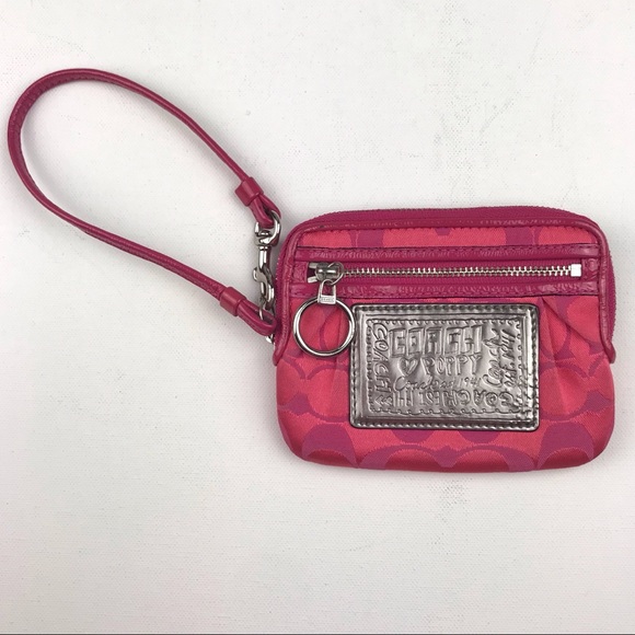Coach Handbags - Coach Signature Poppy Pink Wristlet